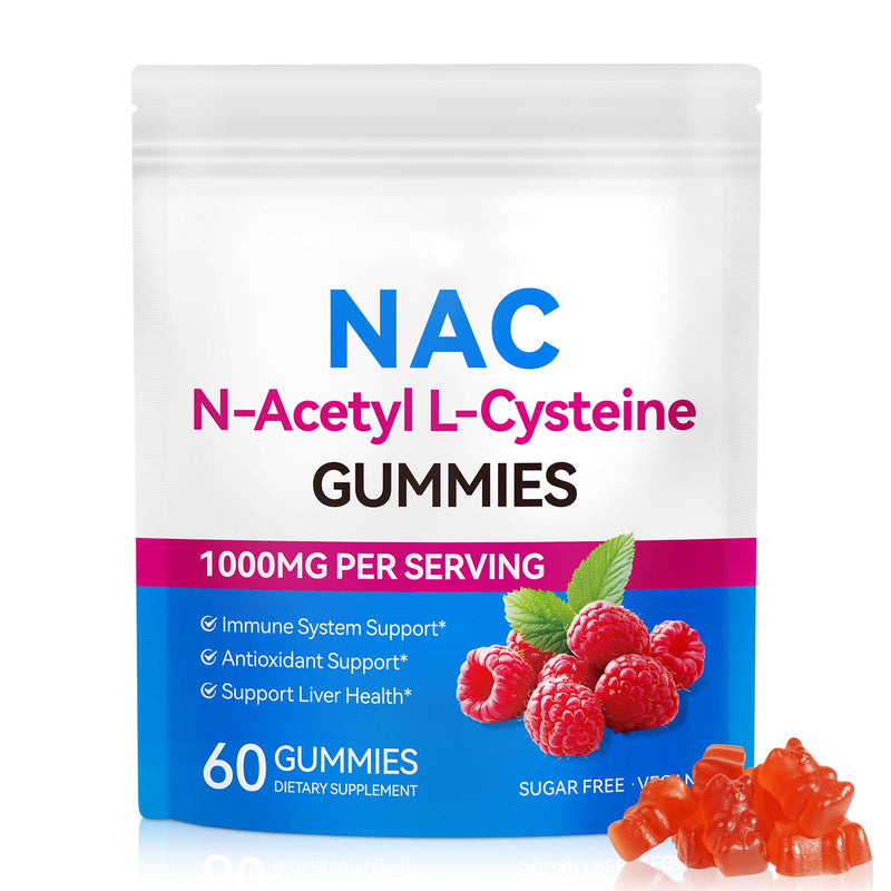 N-Acetyl L-Cysteine Gummies,1000mg NAC Supplement, 60 Vegan Gummies, Sugar-Free