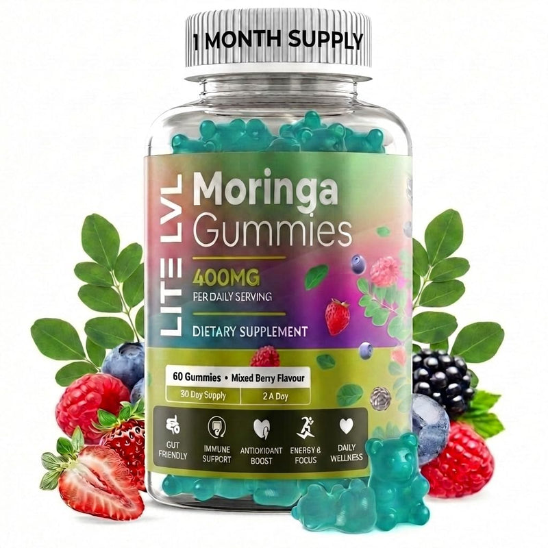 Moringa Gummies x 60 | Daily Wellness Support | Plant Based Superfood Gummies | Easy Wellness with Moringa Leaf | Powerful Antioxidants | Mixed Berry Flavour | 30 Days Supply |