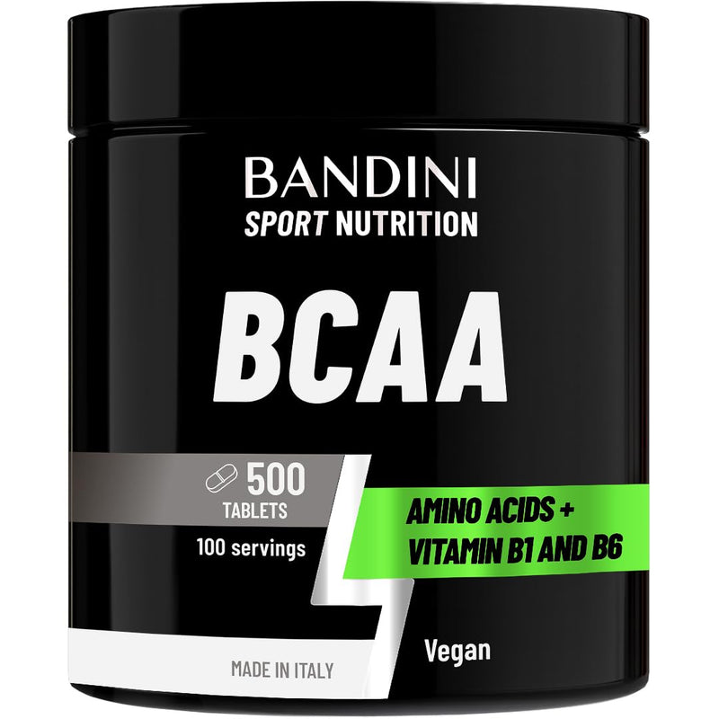 Bandini® BCAA 500 Vegan Tablets | 3000mg per Serving | BCAAs (not Capsules or Powder) Pre Workout Branched Chain Amino Acids + Vitamin B6, B1, L-Leucine, L-Isoleucine, L-Valine | BCAA Energy