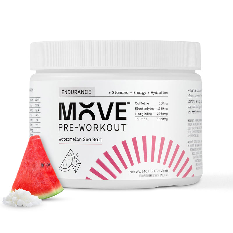 MOVE Pre-Workout Powder - Hydration & Endurance Formula for Men & Women- Preworkout Electrolytes Powder with Caffeine Vitamin C & L-Arginine -Informed Sport Certified 30 Servings Watermelon & Sea Salt