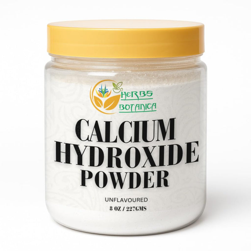 Herbs Botanica Calcium Hydroxide Powder 8 oz / 227 GMS Fine Food Grade Lime Powder for Culinary, Pickling, Limewater, Nixtamalization & DIY Applications Slaked Lime (Cal)