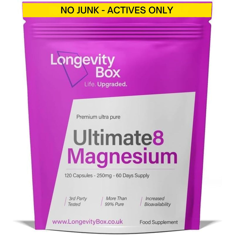 Ultimate Magnesium Complex – 8 Types in 1 Formula Including Glycinate, Citrate, Taurate, Malate & More – 500mg Per Serving –120 Capsules