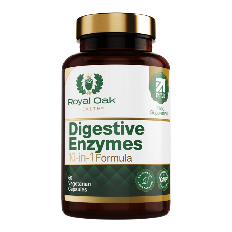 Digestive Enzymes - Broad Spectrum 10 in-1 Formula - with Amylase, Protease, Lipase, Papain & Bromelain - 60 Vegan Capsules, UK Made