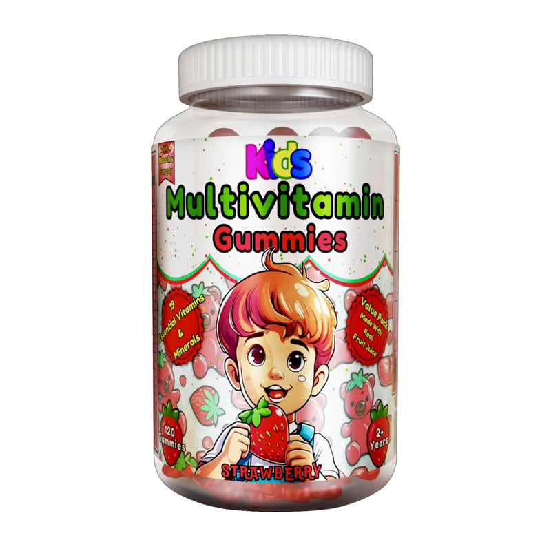 Multivitamin for Kids -120 Natural Strawberry Flavour Gummies (2 Or 4 Month Supply) - Low-Sugar -19 Essentials Vitamins & Minerals - Vegetarian Vitamins for Kids (120 Gummies, Strawberry) 120 count (Pack of 1)
