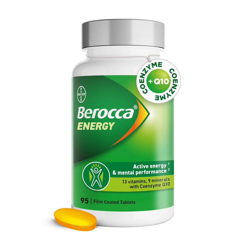Berocca Energy Tablets with B Vitamins, Magnesium, Zinc & Coenzyme Q10-13 Vitamins & 9 Minerals - Support Energy Release* & Reduce Tiredness* - 95 Tablets