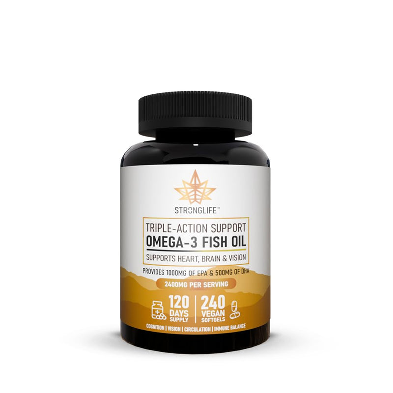 Omega 3 Fish Oil Supplement 3600mg | High Strength EPA & DHA | Brain, Heart, Joint & Eye Support | Premium Omega 3 Softgels for Men & Women | 240 Softgels – 120 Day Supply