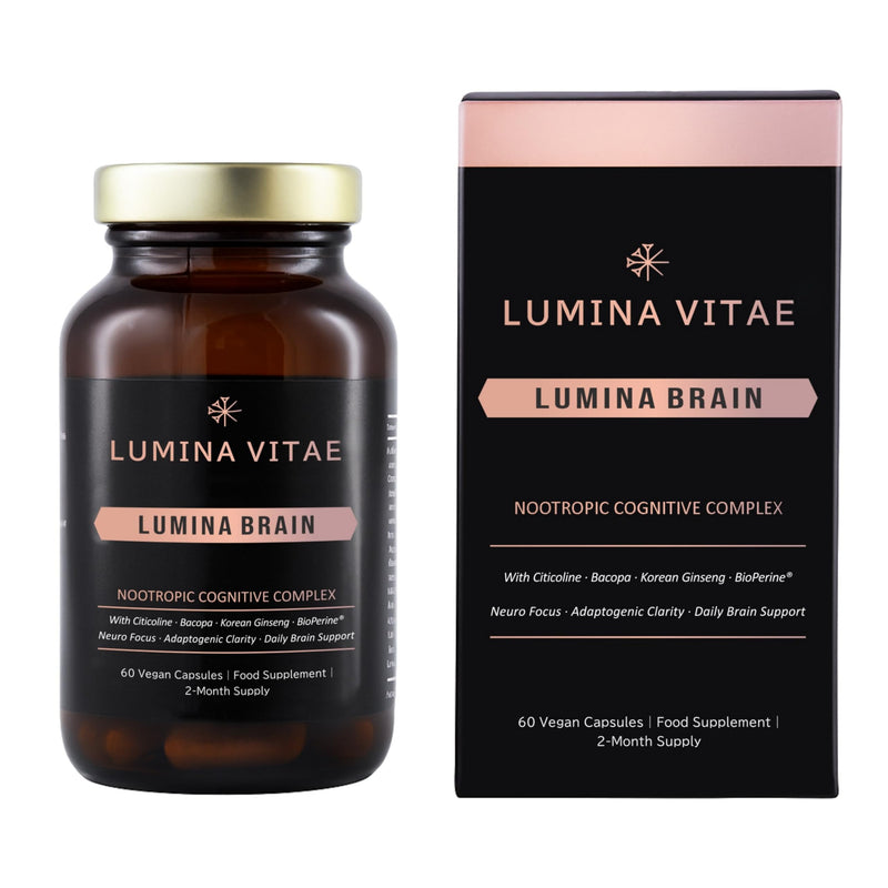 Lumina Brain™ Nootropic Supplement – Focus & Mental Performance Support – 12 Active Ingredients with Bacopa, Citicoline, Ginkgo – 60 Vegan Capsules (2 Month Supply) 1 count (Pack of 60)