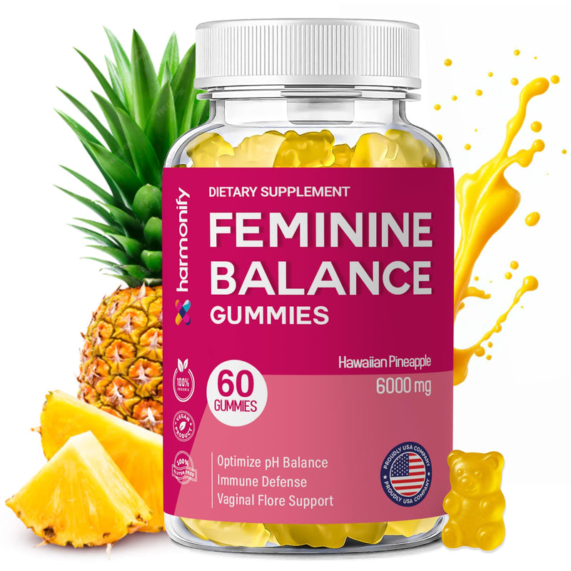 Pineapple Feminine Gummies – Probiotics for Women pH & Vaginal Probiotics Supplement – Vegan, Gluten-Free Womens Probiotic – 60 Gummies