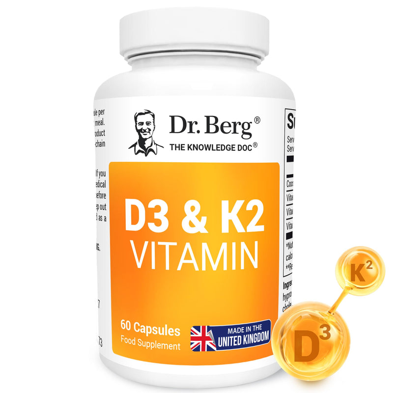 Dr. Berg Vitamin D3 K2 with MCT Powder - Includes 2,000 IUs of Vitamin D3 & 50 mcg MK7 Vitamin K2 - No Added Sugars, Maltodextrin or Corn Syrup - 60 Capsules 60 count (Pack of 1)