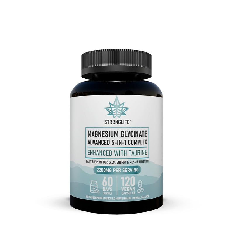 Magnesium 5-in-1 Capsules – 120 Capsules | 60-Day Supply | Glycinate, Citrate, Malate, Oxide, Lactate + Taurine | High Strength | Muscle, Energy, Sleep Support