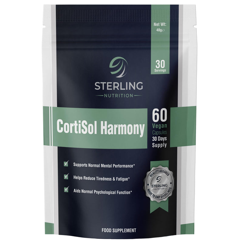 Ashwagandha KSM-66 Cortisol Harmony Formula Capsules with Phosphatidylserine, Rhodiola & L-Theanine for Stress Balance, Normal Mental Performance & Energy | 60 Vegan Capsules | STERLING NUTRITION