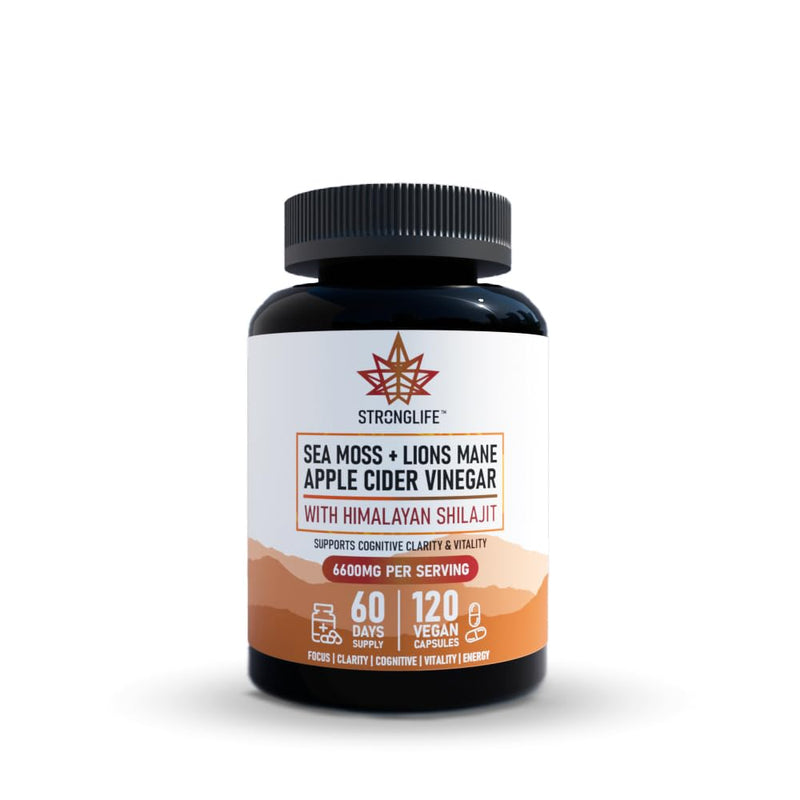 Lions Mane & Sea Moss & Apple Cider Vinegar Capsules - Brain, Gut & Immune Support - Brain Food for Brain Fog - 120 Capsules - 60 Day Supply
