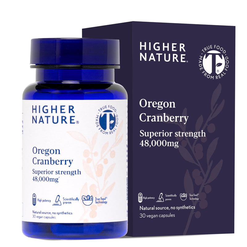 Higher Nature Oregon Cranberry Tablets - 48,000mg Superior Strength - UTI Support for Women & Men - True Food® Formula - High Strength Cranberry Concentrate 200x - Sugar Free - 30 Capsules 30 count (Pack of 1)