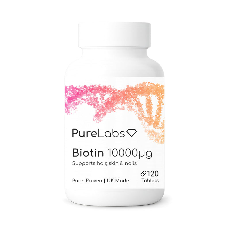 Biotin 10,000µg - High Strength Vitamin B7 for Hair, Skin & Nails - 120 Vegan Tablets - UK Made