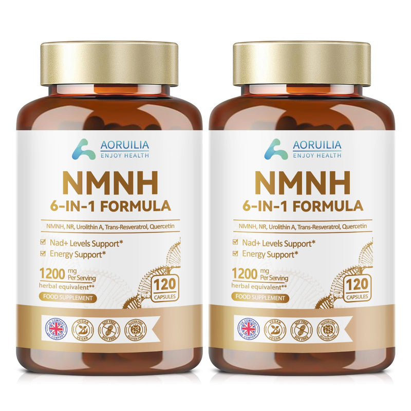 NMNH Supplement 1200mg, 6 in 1 NAD Alternative & Trans-Resveratrol Superior Antioxidant Blend with Max Absorption for NAD+ Booster & Energy Support, 120 Capsules 120 count (Pack of 2)