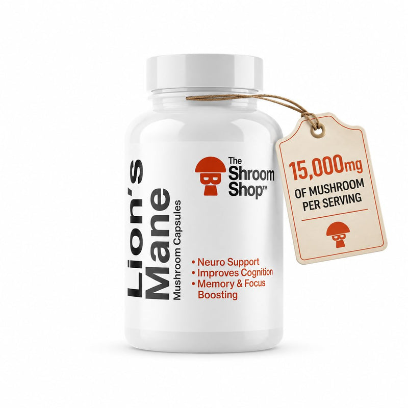 Lion's Mane Mushroom Capsules | 15,000mg Per Serving | 30% Polysaccharides | 10:1 Extract Ratio | 90 x 500mg Capsules | Vegan Friendly