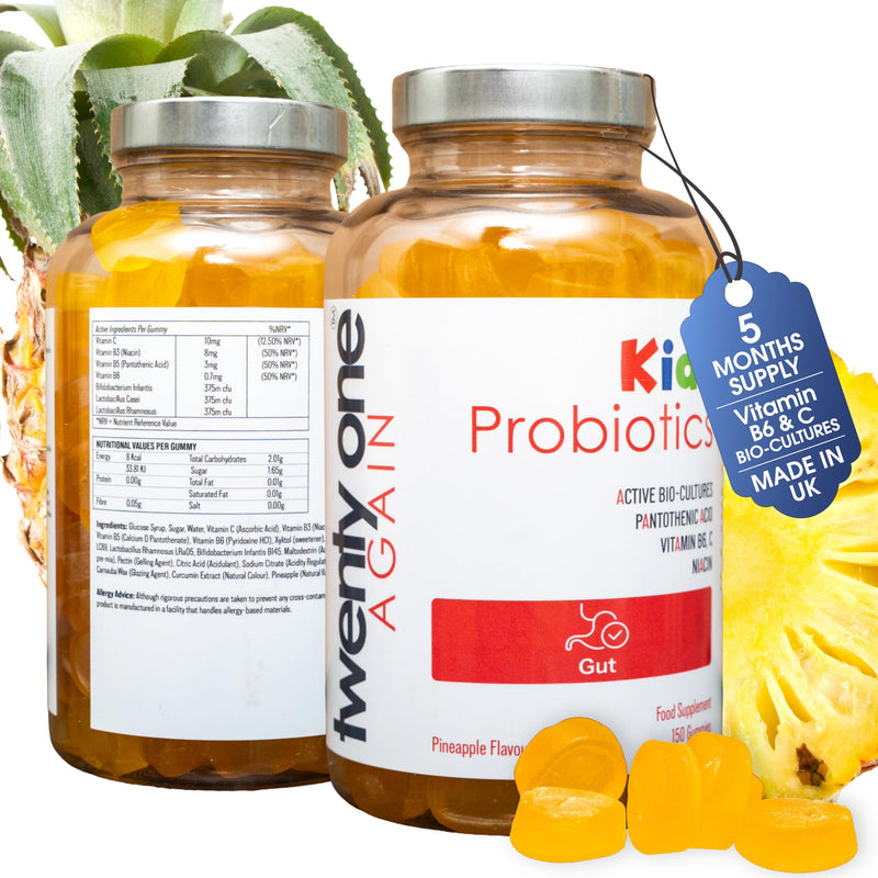 Probiotic & Multivitamin Gummies for Kids and Adults – Pineapple Flavour – 150 Gummies – Gut Health, Immune & Digestive Support