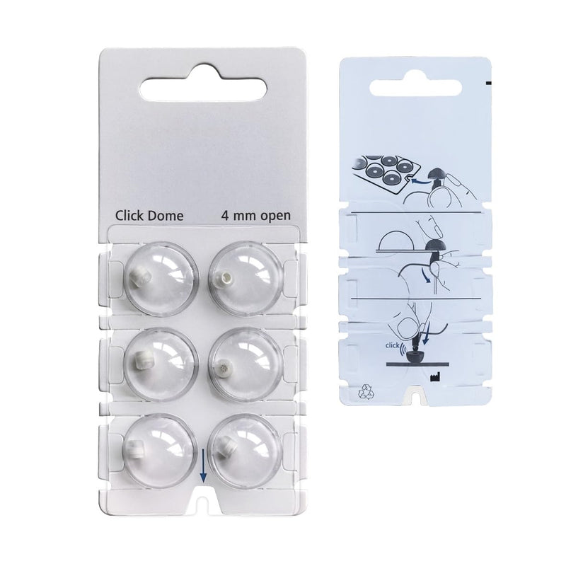 6 Dome Click-Open for Signia, Rexton Hearing Aids (S (4mm) S (4 mm)