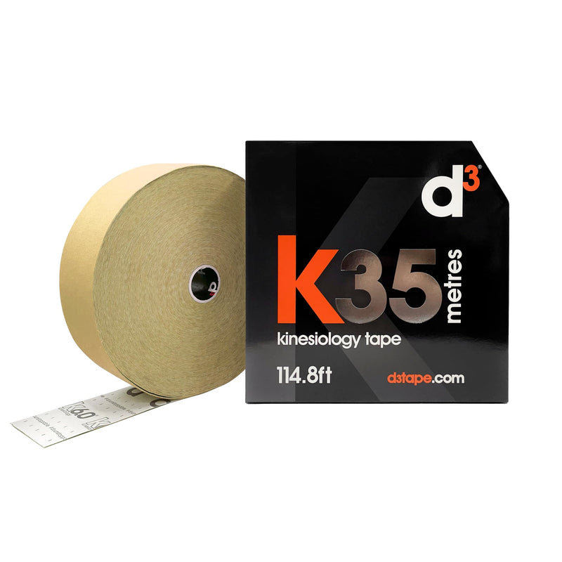 d3 K35 Kinesiology Tape Bulk Roll 5cm x 35m – Beige Extra Long Physio Sports Tape, Latex-Free, Hypoallergenic, Muscle & Joint Support Strapping for Injury Recovery