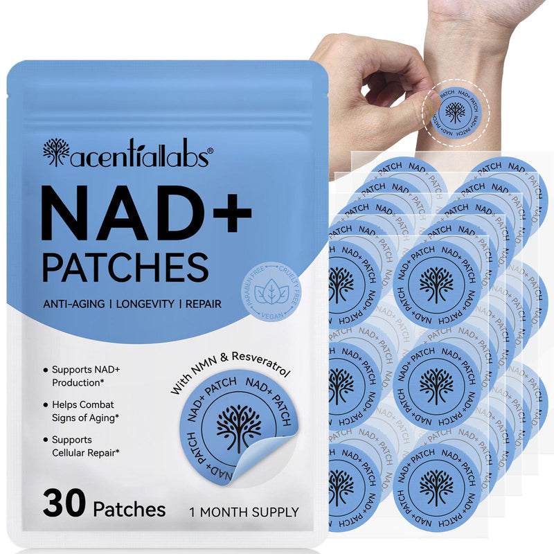 NAD Patches for Women & Men, NAD+ Patch for Energy & Healthy Aging, NAD Plus Advanced Total Recovery Patches, 30 Days Supply 30 Counts (Pack of 1)
