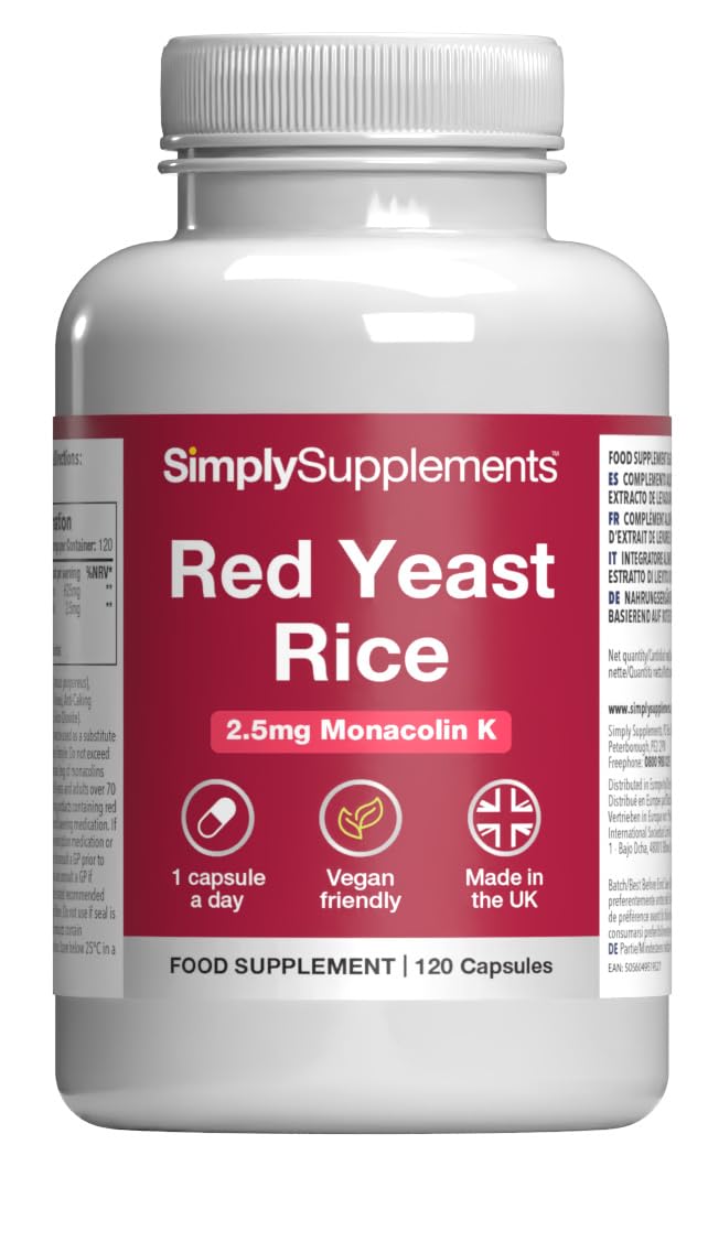 Red Yeast Rice | Traditional Fermented Extract | One-a-Day Capsule | Vegan & Vegetarian Friendly | 120 Capsules = 4 Months’ Supply | GMP-Certified & UK-Made Unflavoured 120 count (Pack of 1)