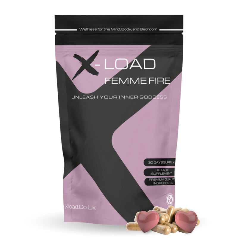 X-Load Femme Fire – Libido Booster for Women | Menopause & Perimenopause Support, Female Vitality, Energy & Hormonal Balance | Damiana, Ginseng & Muira Puama | Vegan Supplement