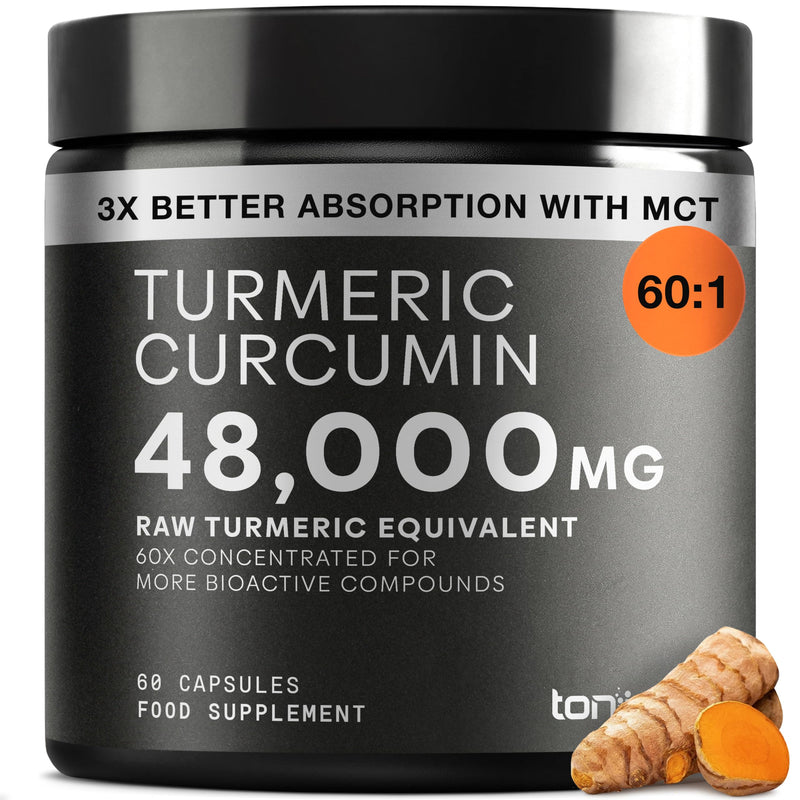 Turmeric Curcumin - 48000mg from a 60:1 Extract with 95% Curcuminoids - 800mg Per Serving - Black Pepper & MCT Oil for Enhanced Absorption - Third-Party Lab Tested - 60 Capsules 60 count (Pack of 1)