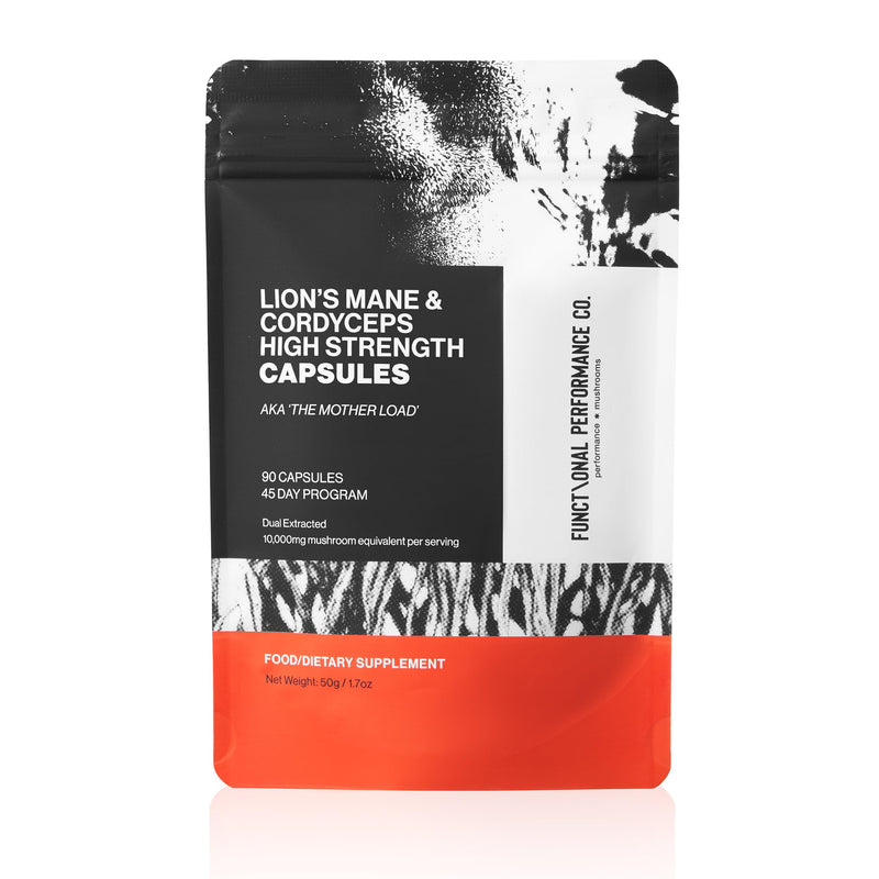 Lion's Mane and Cordyceps Mushroom Complex, 10,000mg Equivalent, Dual Extract, 90 Capsules for 45 Day Program.