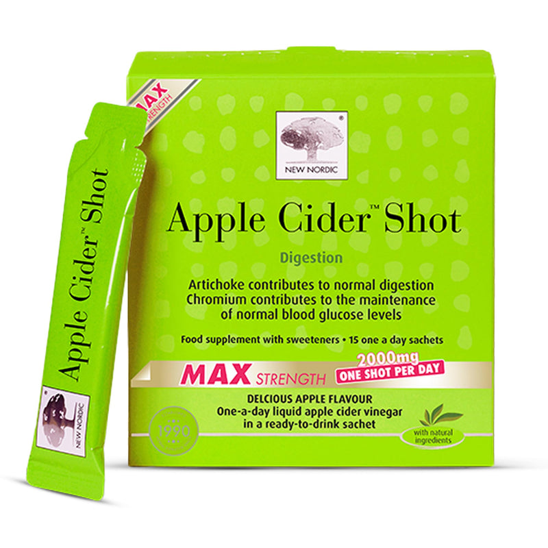 New Nordic Apple Cider Vinegar Shot, Liquid Sachets with Artichoke, Dandelion and Chromium, 15 Sachets 15 Sachets (Pack of 1)