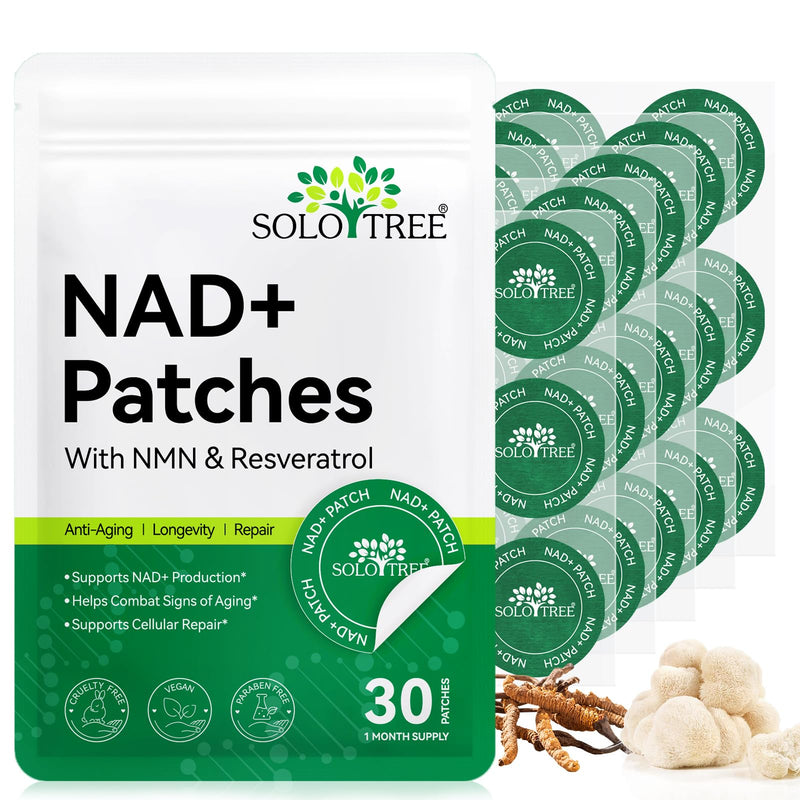NAD+ Patches 30 Count - Resveratrol Anti-Aging Skin Patches, 8-Hour Energy Boost Patch with NAC & CoQ10, Transdermal NAD Supplement for Cellular Renewal 30P