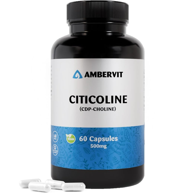 Citicoline (CDP Choline) 500 mg – 60 Capsules – High Strength for Memory, Focus & Mental Performance – No Artificial Additives – 2-Month Supply | Ambervit