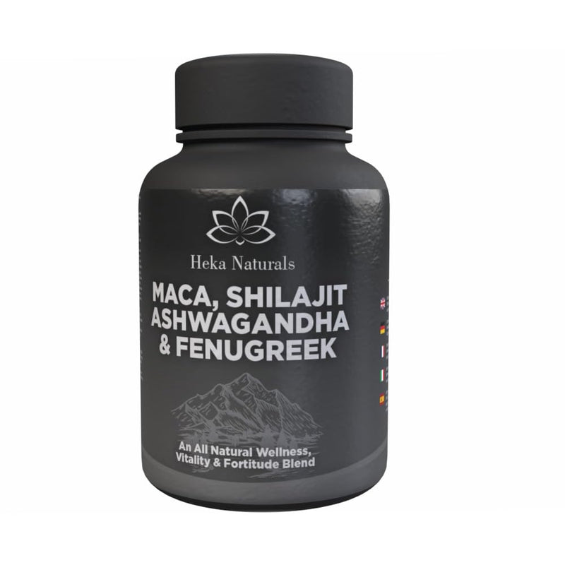 Heka Naturals Male Vitality Complex | 90 Capsules with Ashwagandha, Maca Root, Fenugreek & Shilajit, Botanical Extracts Traditionally Used to Support Wellbeing, Balance and Active Lifestyles