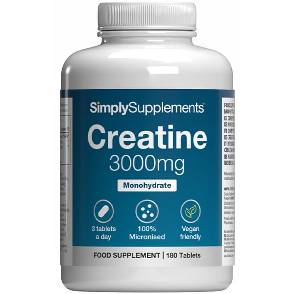 Creatine Monohydrate 3000mg | Support Strength, Muscle Power & Performance | 100% Micronised & Fast Absorbing | Vegan & Vegetarian Friendly | 180 Tablets = 2 Months’ Supply | Made in the UK