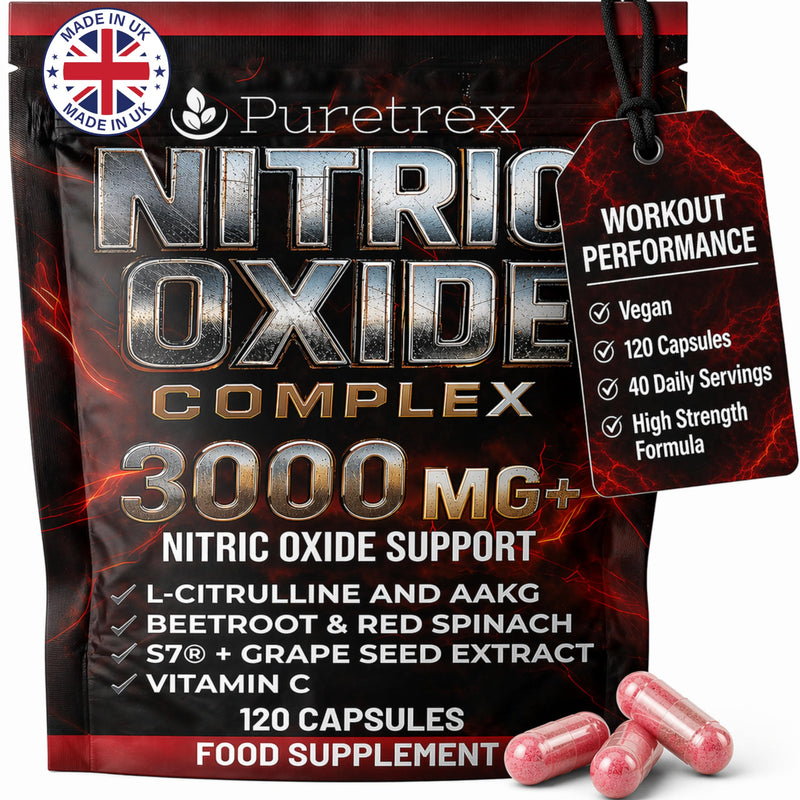 Nitric Oxide Booster – Pre Workout Supplement, 120 Capsules Made in UK – 3000mg L Citrulline AAKG Nitric Oxide Capsules, Blood Flow Pump Support, Endurance with Beetroot Red Spinach S7