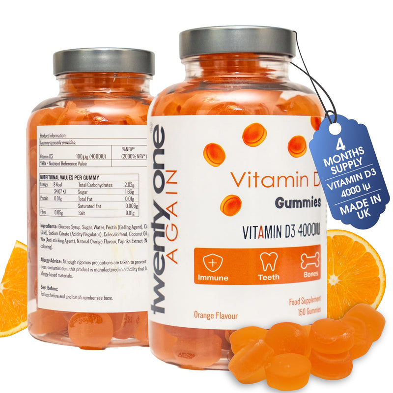 Vitamin D3 4000IU Gummies – High Strength – 150 Orange Flavour Chewable Gummies – Immune, Bone & Muscle Support