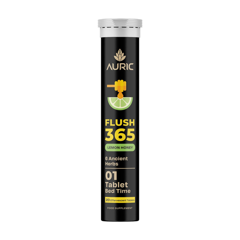 Auric Flush 365 Effervescent 20 Tablets with Triphala, Isabgol, Castor Oil & Senna | Honey Lemon Flavor | Plant-Based Supplement 20 count (Pack of 1)