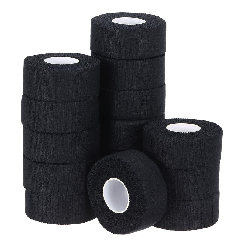Athletic Sports Tape, Athletic Tape Strong Adhesive Easy Tear with Serrated Edges - Fitting for (Athletes/Sport Trainer/Gymnastics/Boxing) 9.1M x 2.5cm, 15 Rolls, Black 1 in x 30 Ft