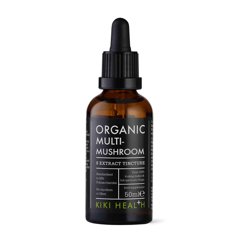 KIKI Health - Organic Multi-Mushroom Extract Tincture - 8 Mushroom Blend for Immune Support, Cognitive Clarity & Stress Resilience - Full-Spectrum Fruit Bodies & Sclerotium - 50ml