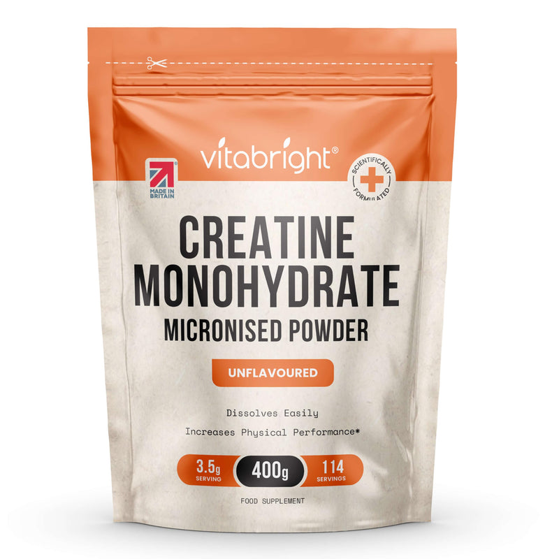 Creatine Monohydrate Powder Micronised | 400g Pouch | 114 Servings | 200 Mesh Easy Dissolving Pure Powder