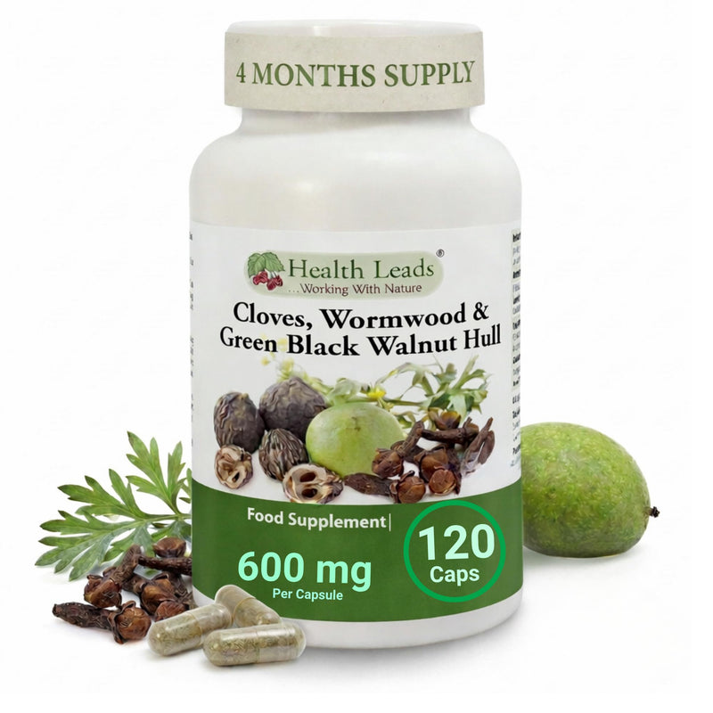 Wormwood Black Walnut and Clove Capsules 600mg Per Capsule – Triple Herbal Complex – Green Walnut Hull Extract – 120 Vegan Capsules (4 Month Supply, 1 Per Day) 120 count (Pack of 1)