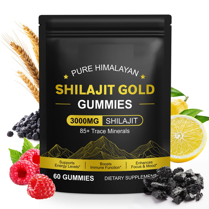 Shilajit Gummies 3000mg with Ashwagandha & Gokshura – 60 Vegan Gummies