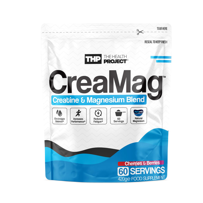 CreaMag 420g. Creatine Monohydrate Powder with Natural Magnesium, Cherries & Berries Flavour. Vegan Friendly & Zero Sugar. Promotes Muscle, Bone & Immune Health.