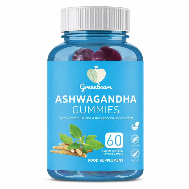 Green Bears Ashwagandha Gummies – High Strength 600mg Ashwagandha Root Extract + Vitamin D – Stress Relief, Relaxation & Mood Support – Vegan Mixed Berry – 60 Gummies