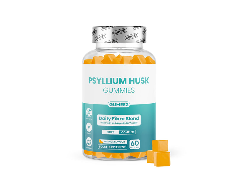 Psyllium Husk Gummies – High Fibre Supplement with Inulin & Apple Cider Vinegar for Digestive Health, Regularity & Gut Cleanse – Vegan Fibre Gummies with Natural Orange Flavour – 30 Day Supply