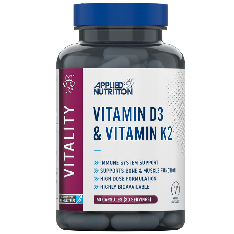 Applied Nutrition – Vitamin D3 & K2 – High Dose Formula – Best Immune Support – Best Bone & Muscle Function – Calcium Optimization & Highly Bioavailable (60 Capsules – 30 Servings)
