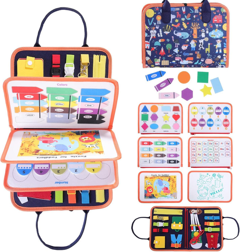 Fidget Blanket for Dementia, Alzheimers Dementia Products for Elderly, Memory Games Busy Boxes for Dementia Patients, Dementia Activities for Seniors, Dementia Aids(Five-Page with Crushed Flower)
