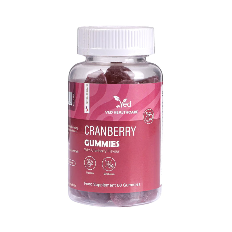VED Cranberry Supplements for Women – 60 Vegan Cranberry Gummies with High-Strength Cranberry Extract, Natural Flavor – Urinary Tract & Bladder Health Support – 1 Month Supply.