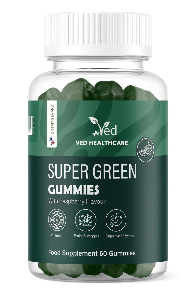 VED Super Green Gummies - Green Vitamin Gummies for Adults - Super Greens & B12 Gummy Supplement - Enhanced Nutrition with Greens Supplement.