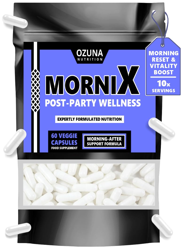 Mornix Morning Reset Supplement | Next-Day Wellness, Energy, Hydration & Vitality Support | NAC, ALA, Ashwagandha, Maca, Vitamins & Taurine – 60 Capsules