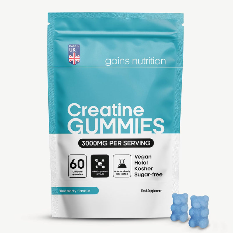 GN Creatine Gummies 3000mg Per Serving | 60 Sugar Free Real Creatine Monohydrate Gummies (30 Servings) | Blueberry | Vegan | Made in UK